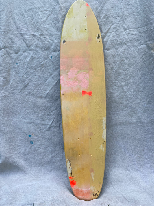 painted skateboard wall art by abstract artist roxy hall